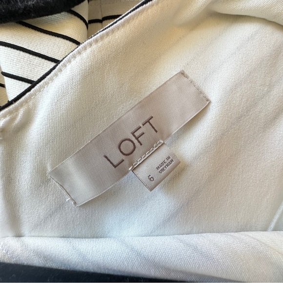 LOFT NWOT BLACK & WHITE STRIPE DRESS LINED SLEEVELESS V-NECK | SIZE: 6 - Picture 9 of 9